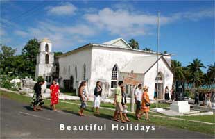 picture of church at arutanga village taken on a sightseeing tour